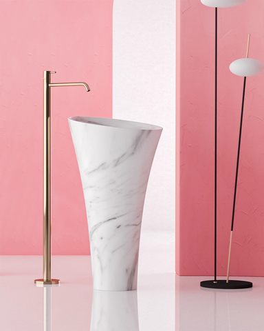 Timeless Elegance: 90 cm Freestanding Funnel Carrara White Marble Sink