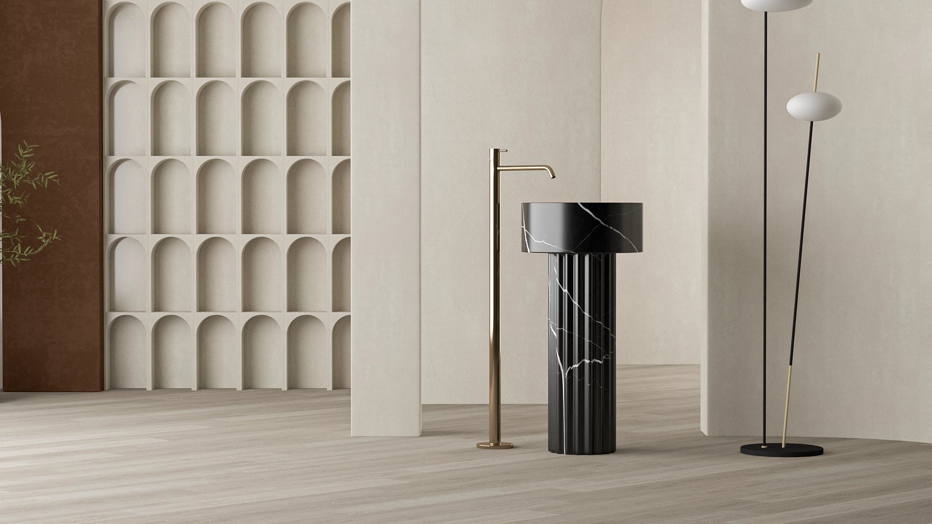 The Perfect Fusion of Simplicity and Aesthetics: 90 cm Freestanding Funnel Black Marble Sink