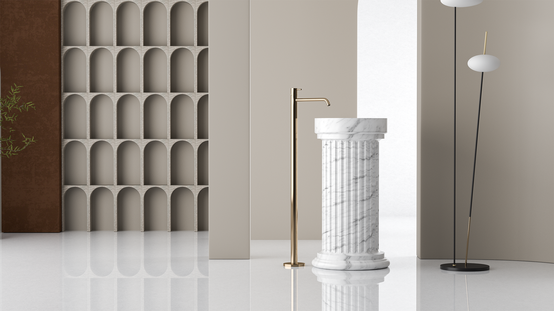 Free Standing Marble Wash Basin, White Carrara Marble Sink - Ancient Rome Collection - Euromos