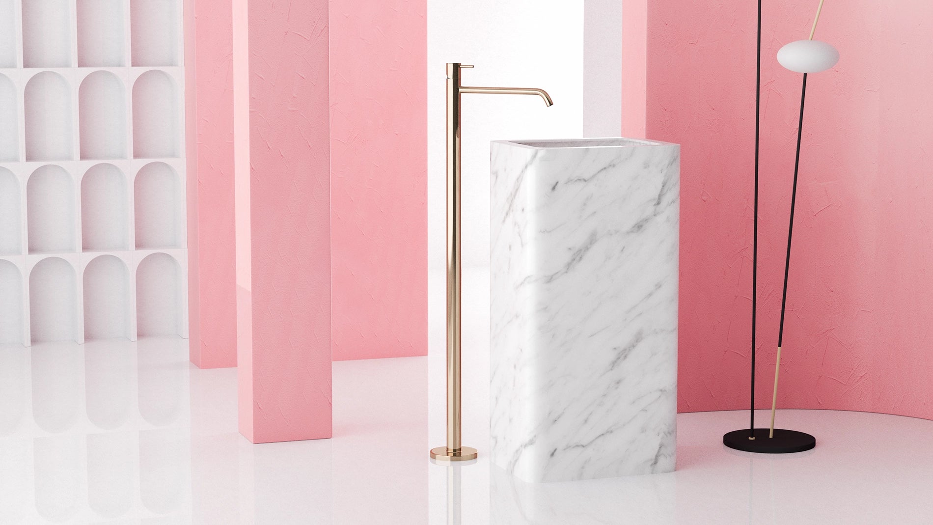 Timeless Elegance: 90 cm Freestanding Funnel Carrara White Marble Sink