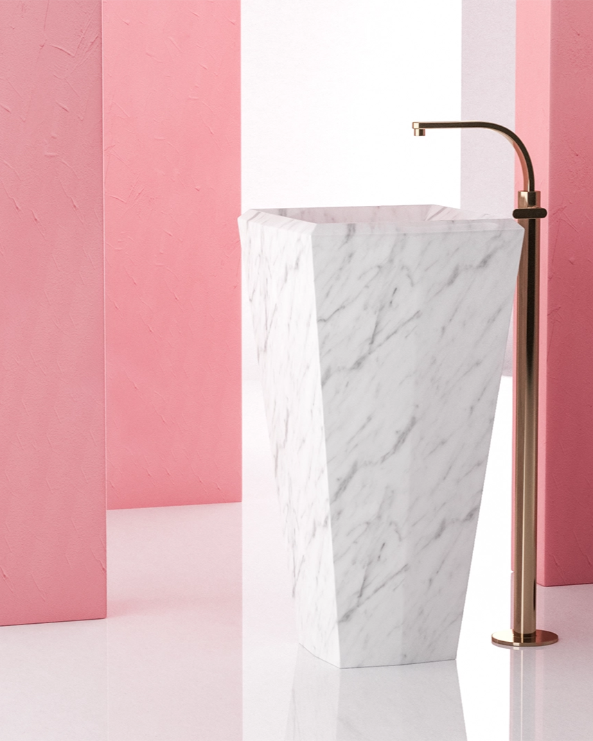 Timeless Elegance: 90 cm Freestanding Funnel Carrara White Marble Sink