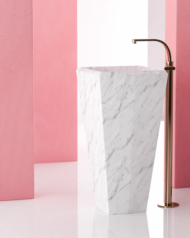 Timeless Elegance: 90 cm Freestanding Funnel Carrara White Marble Sink