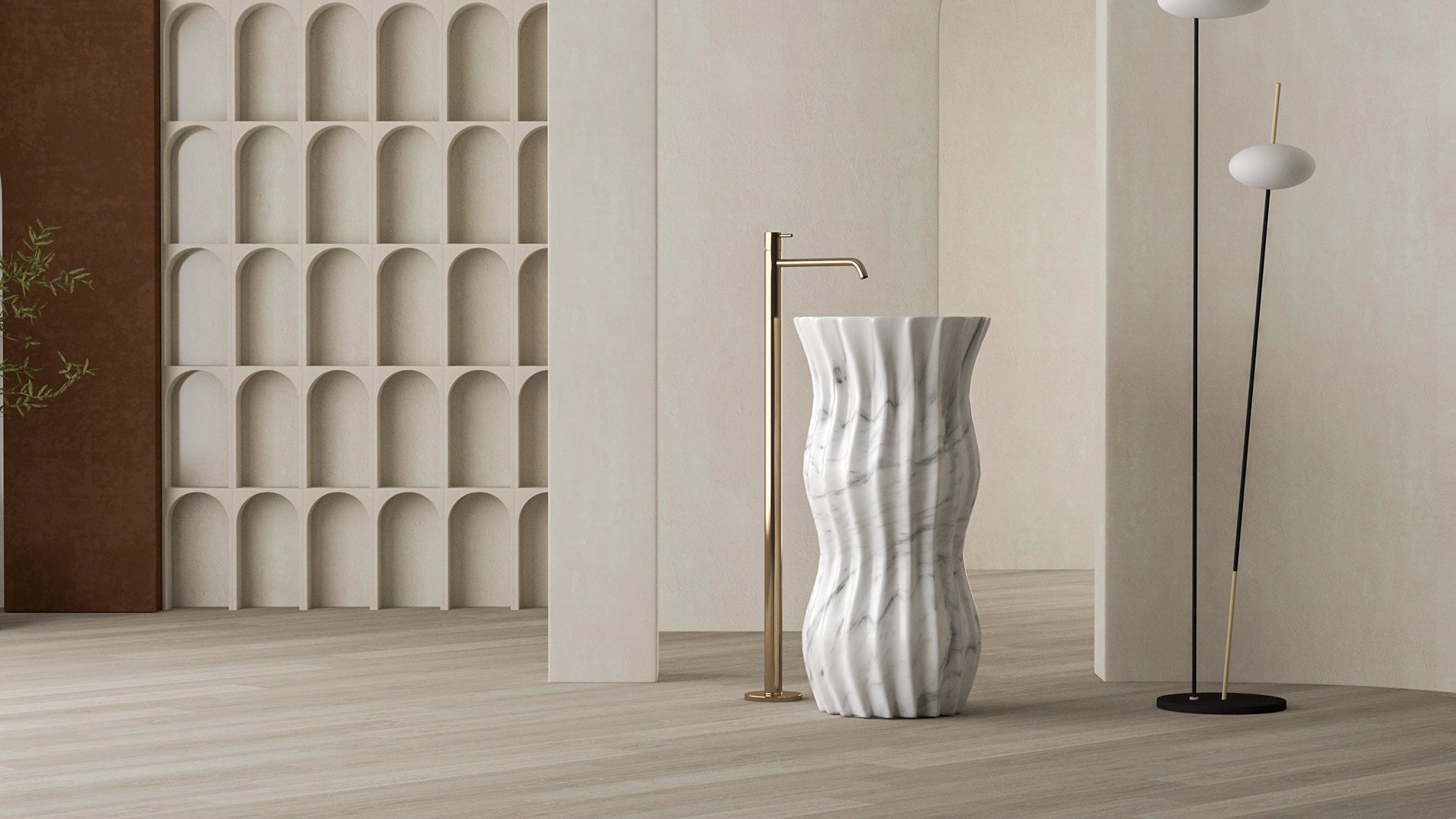 Timeless Elegance: 90 cm Freestanding Funnel Carrara White Marble Sink