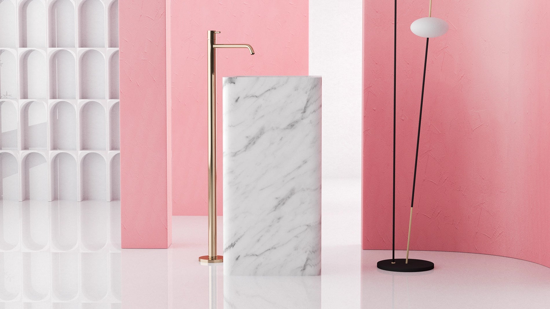 Timeless Elegance: 90 cm Freestanding Funnel Carrara White Marble Sink