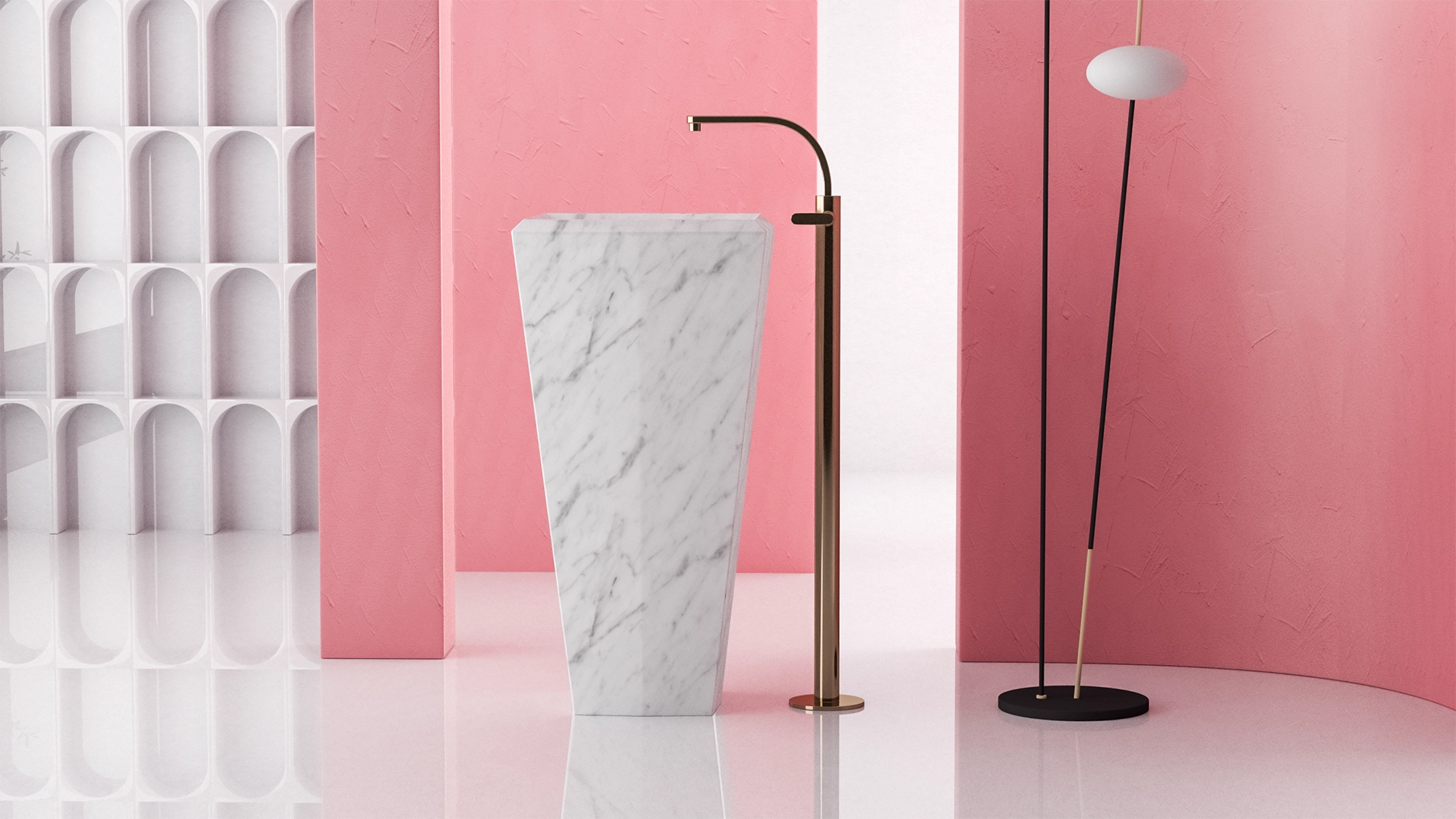 Timeless Elegance: 90 cm Freestanding Funnel Carrara White Marble Sink