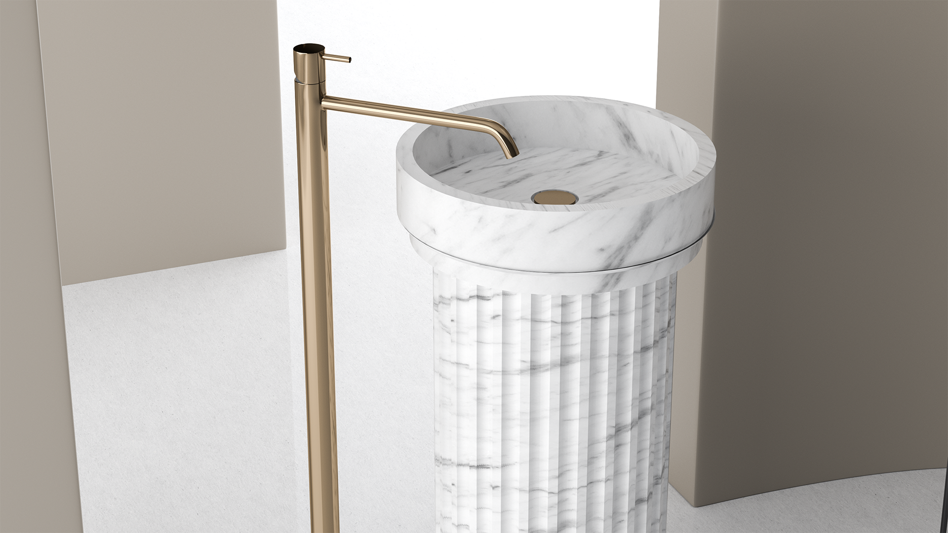 Free Standing Marble Wash Basin, White Carrara Marble Sink - Ancient Rome Collection - Euromos