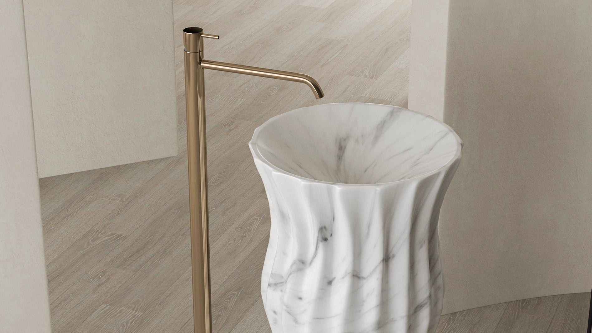 Timeless Elegance: 90 cm Freestanding Funnel Carrara White Marble Sink