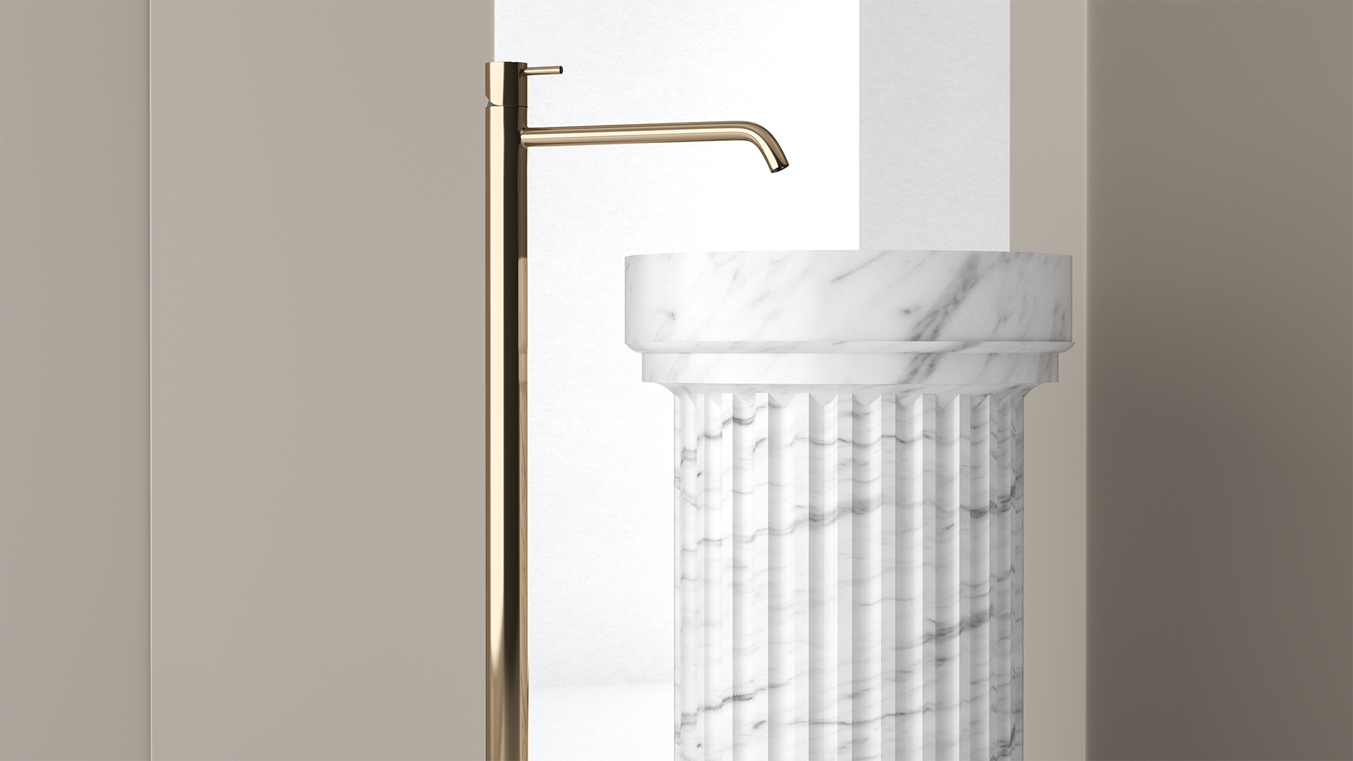 Free Standing Marble Wash Basin, White Carrara Marble Sink - Ancient Rome Collection - Euromos