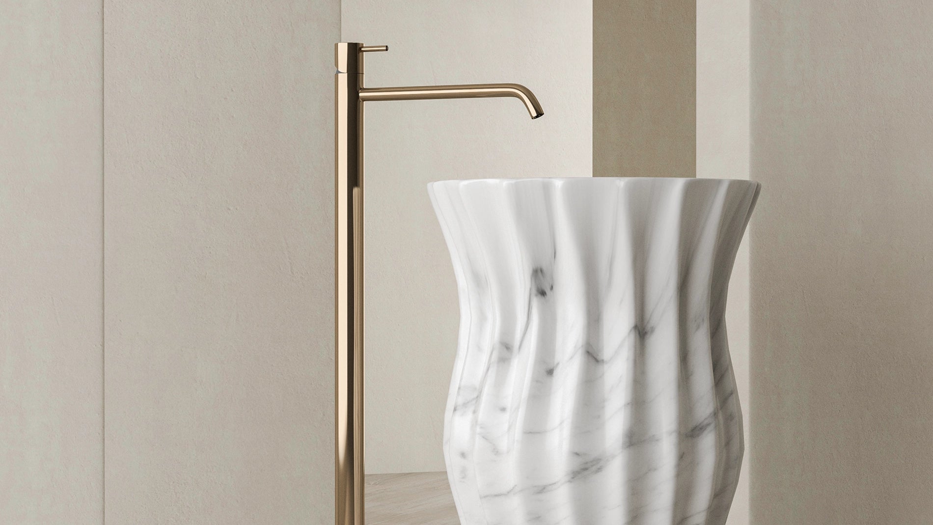Timeless Elegance: 90 cm Freestanding Funnel Carrara White Marble Sink