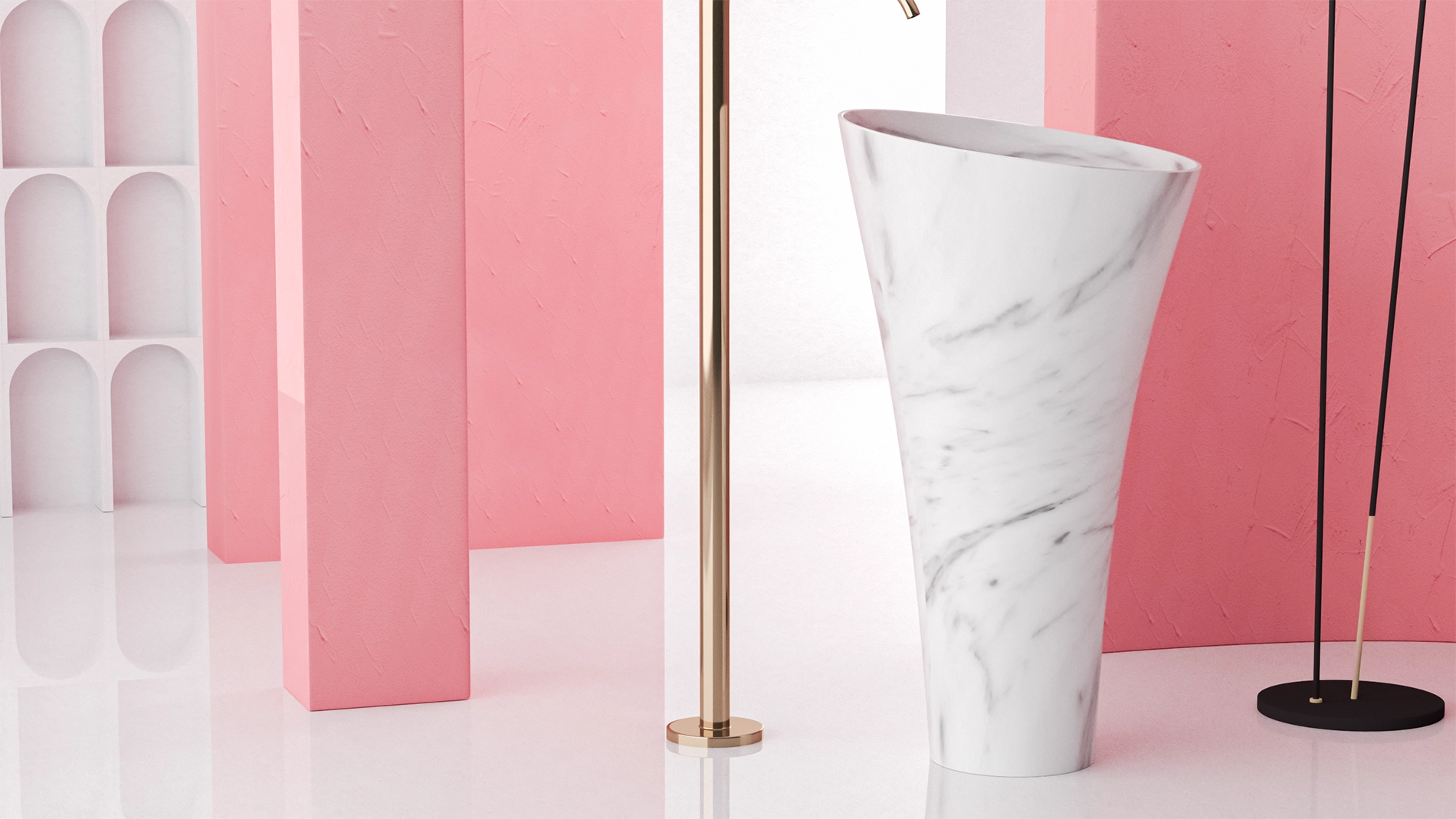 Timeless Elegance: 90 cm Freestanding Funnel Carrara White Marble Sink