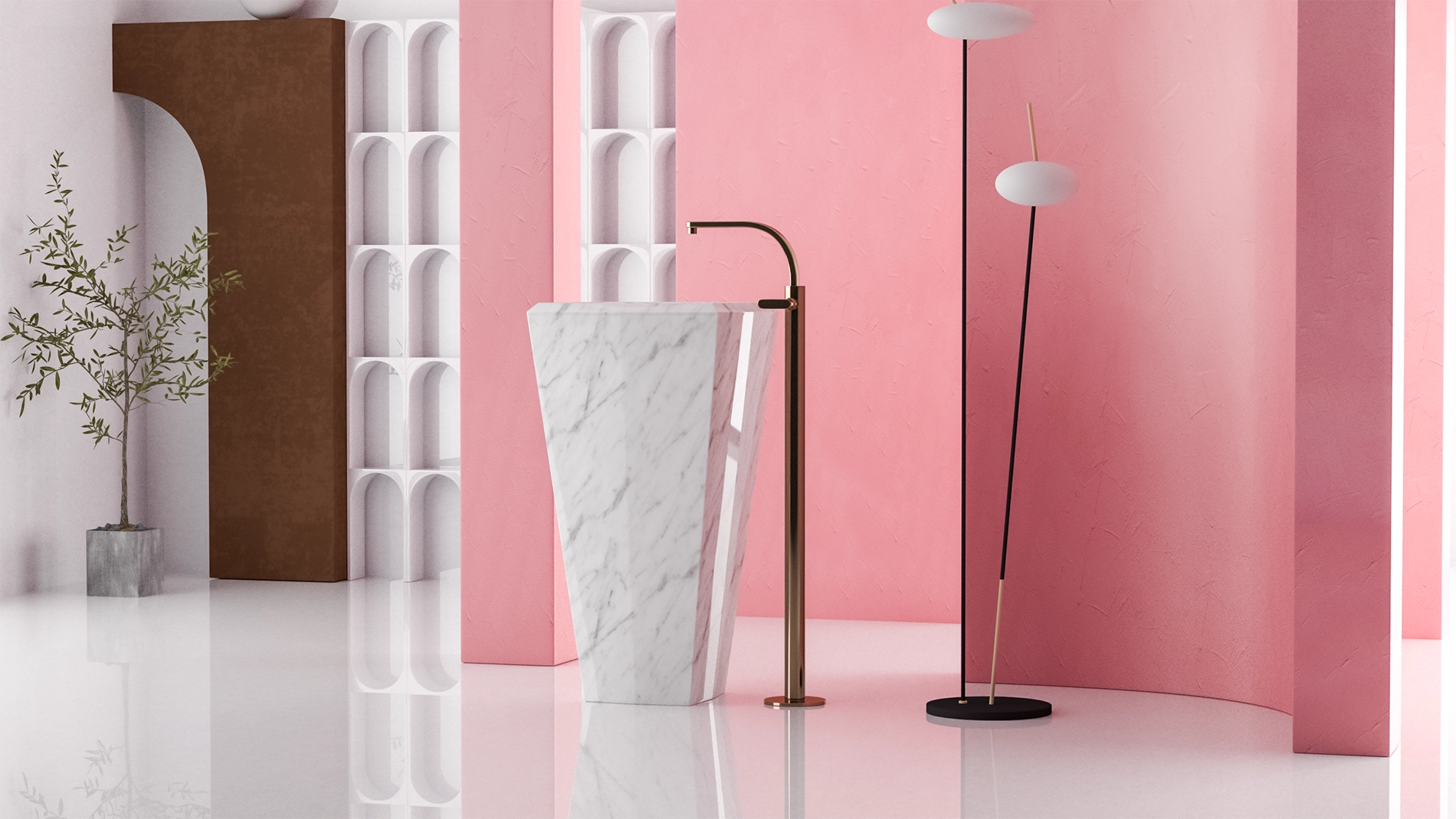 Timeless Elegance: 90 cm Freestanding Funnel Carrara White Marble Sink