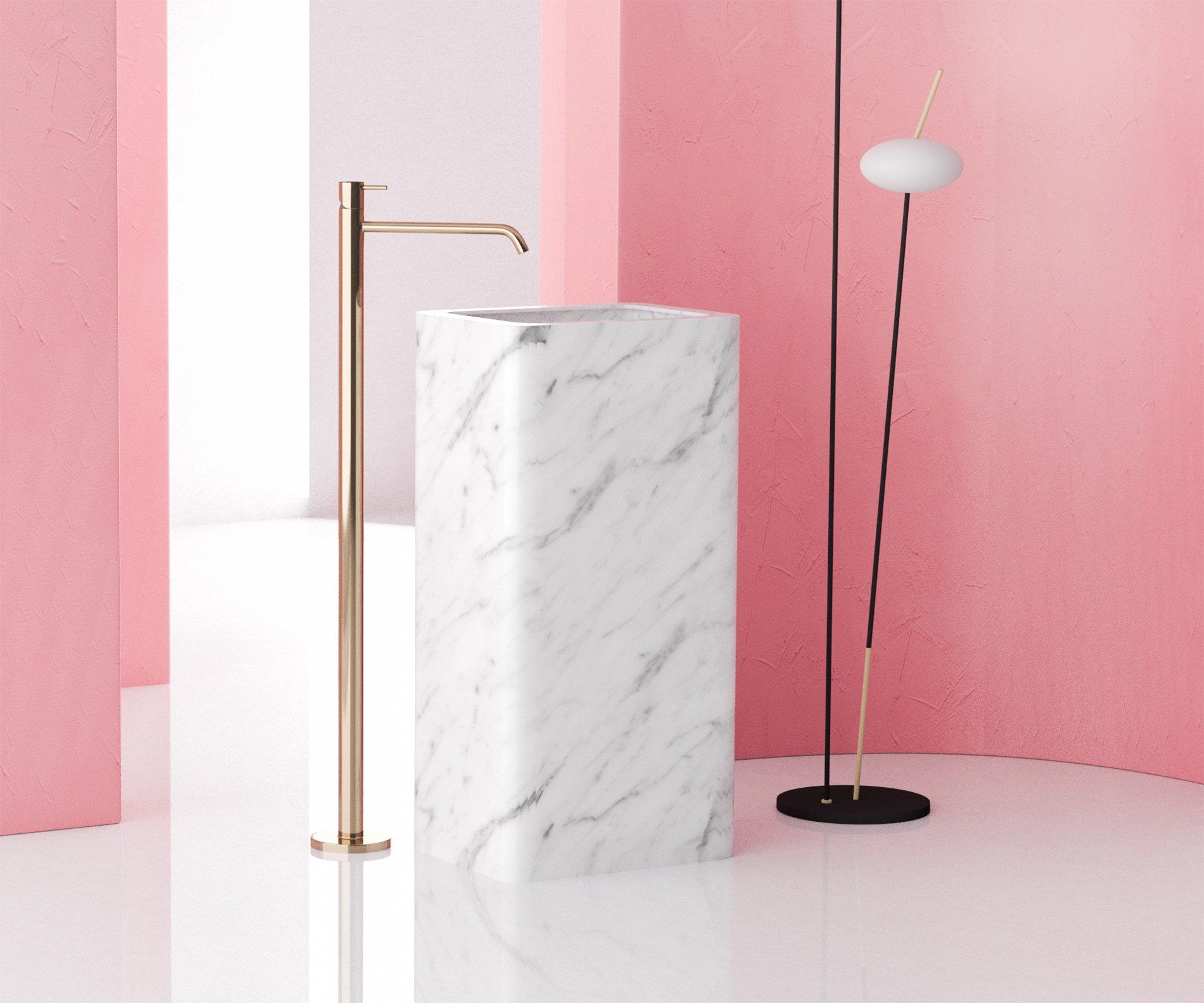 Timeless Elegance: 90 cm Freestanding Funnel Carrara White Marble Sink