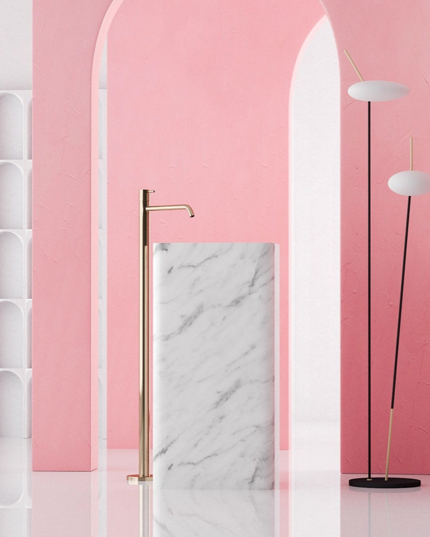 Timeless Elegance: 90 cm Freestanding Funnel Carrara White Marble Sink