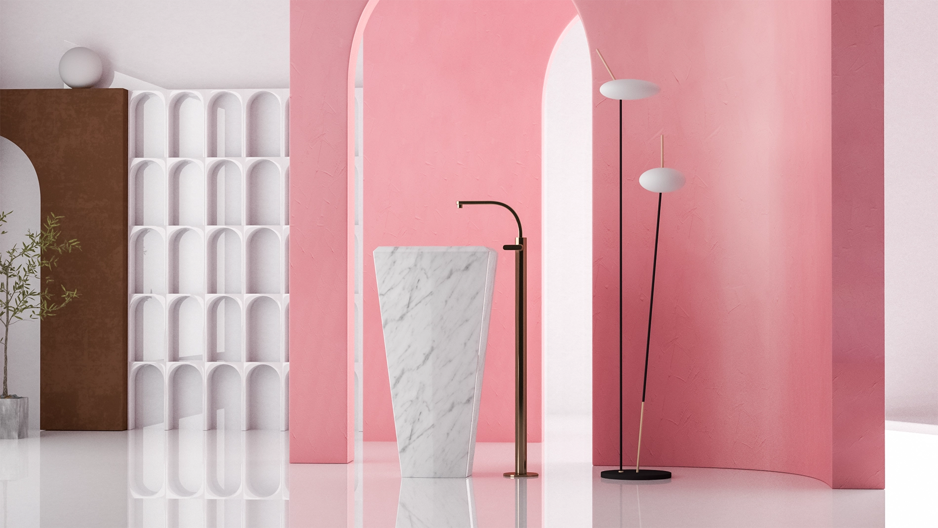 Timeless Elegance: 90 cm Freestanding Funnel Carrara White Marble Sink