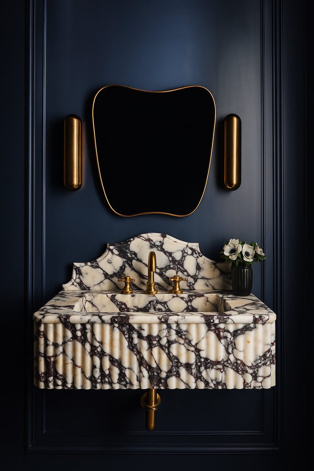 Calacatta Viola Marble Sink, Marble wash basin - Wall Mounted wash basin