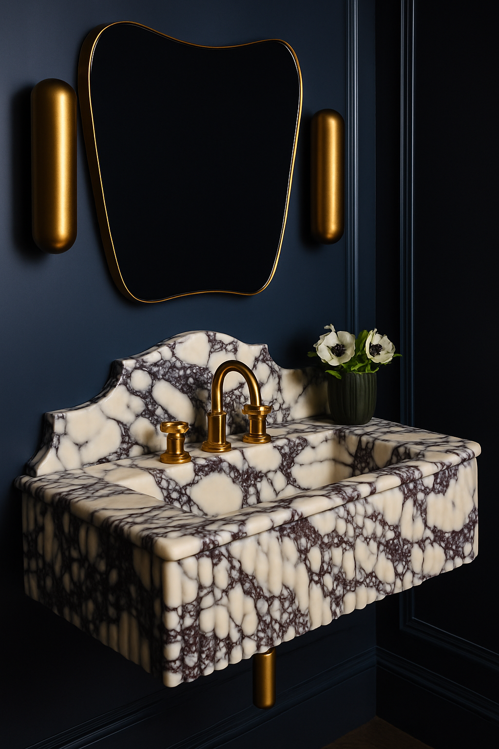 Calacatta Viola Marble Sink, Marble wash basin - Wall Mounted wash basin