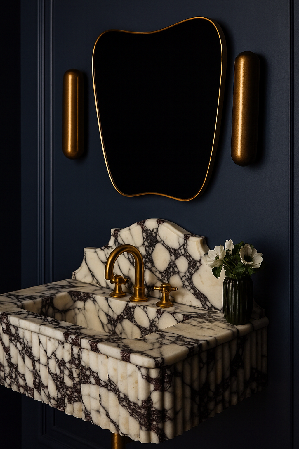 Calacatta Viola Marble Sink, Marble wash basin - Wall Mounted wash basin