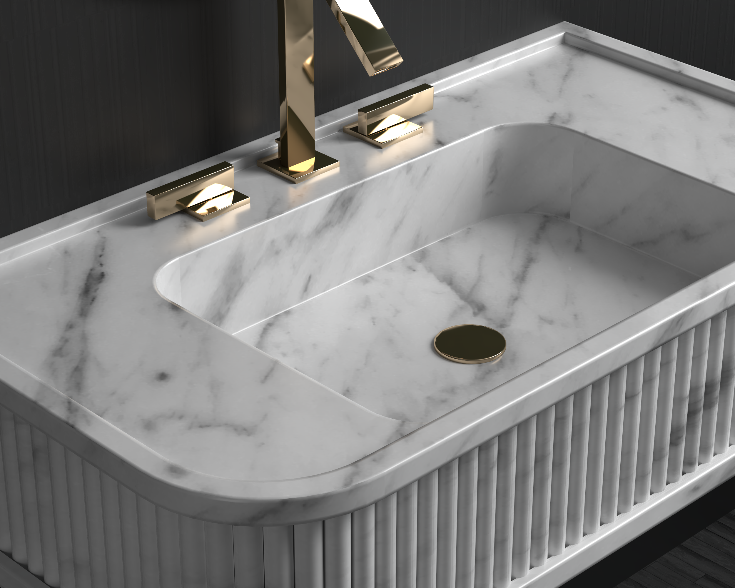 Wall Mount Marble Sink ,Carrara White Marble Wash Basin For Bathroom