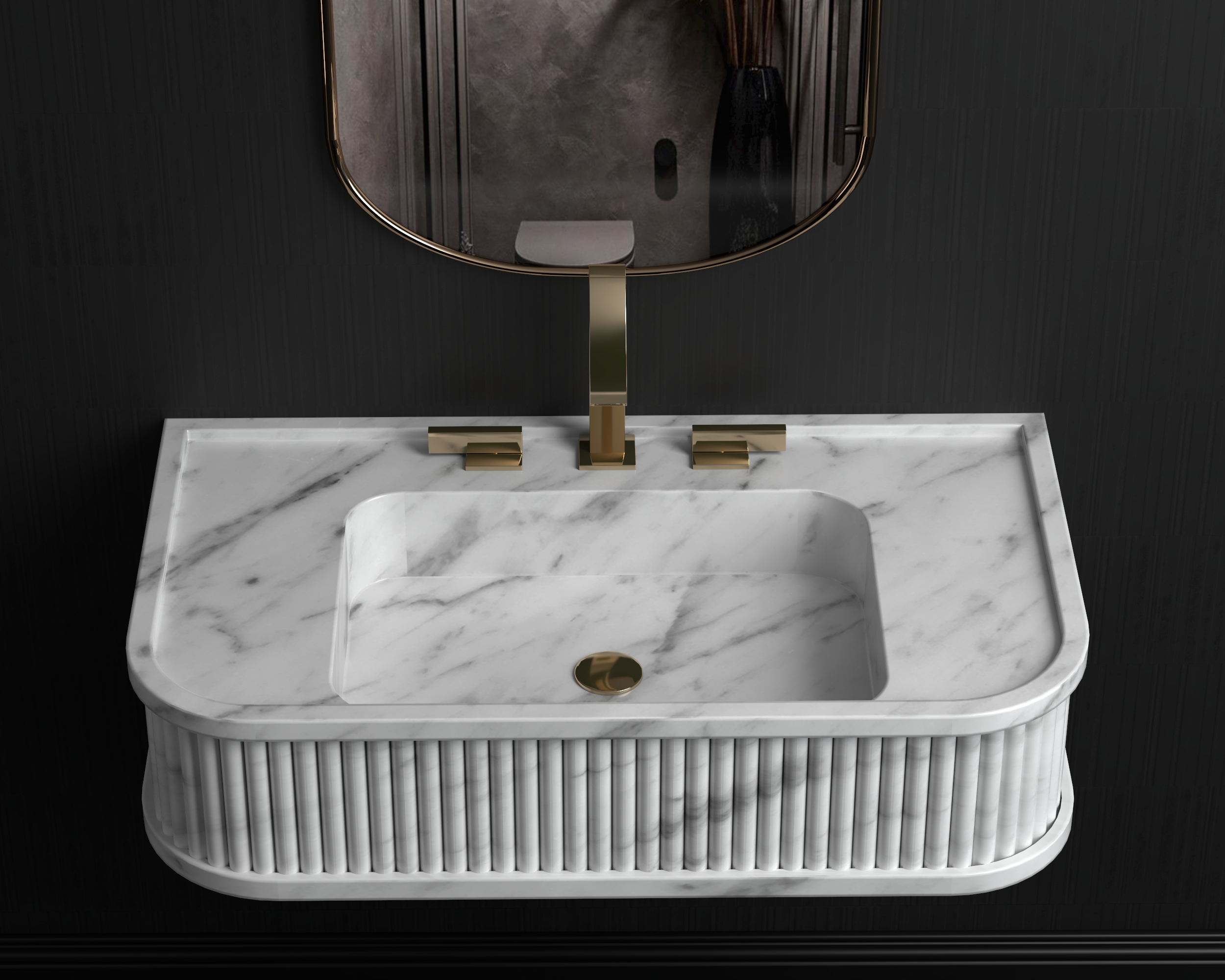 Wall Mount Marble Sink ,Carrara White Marble Wash Basin For Bathroom