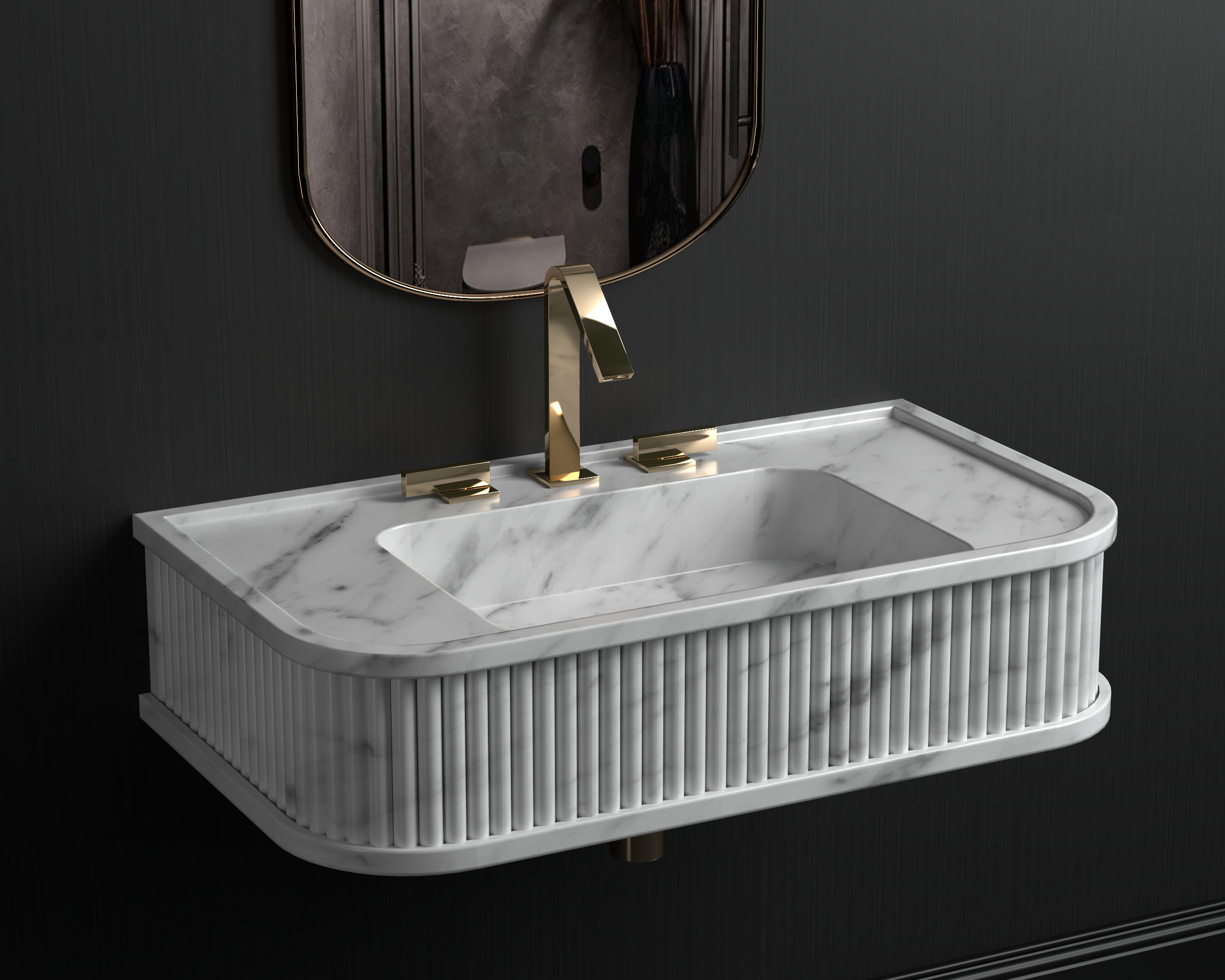 Wall Mount Marble Sink ,Carrara White Marble Wash Basin For Bathroom