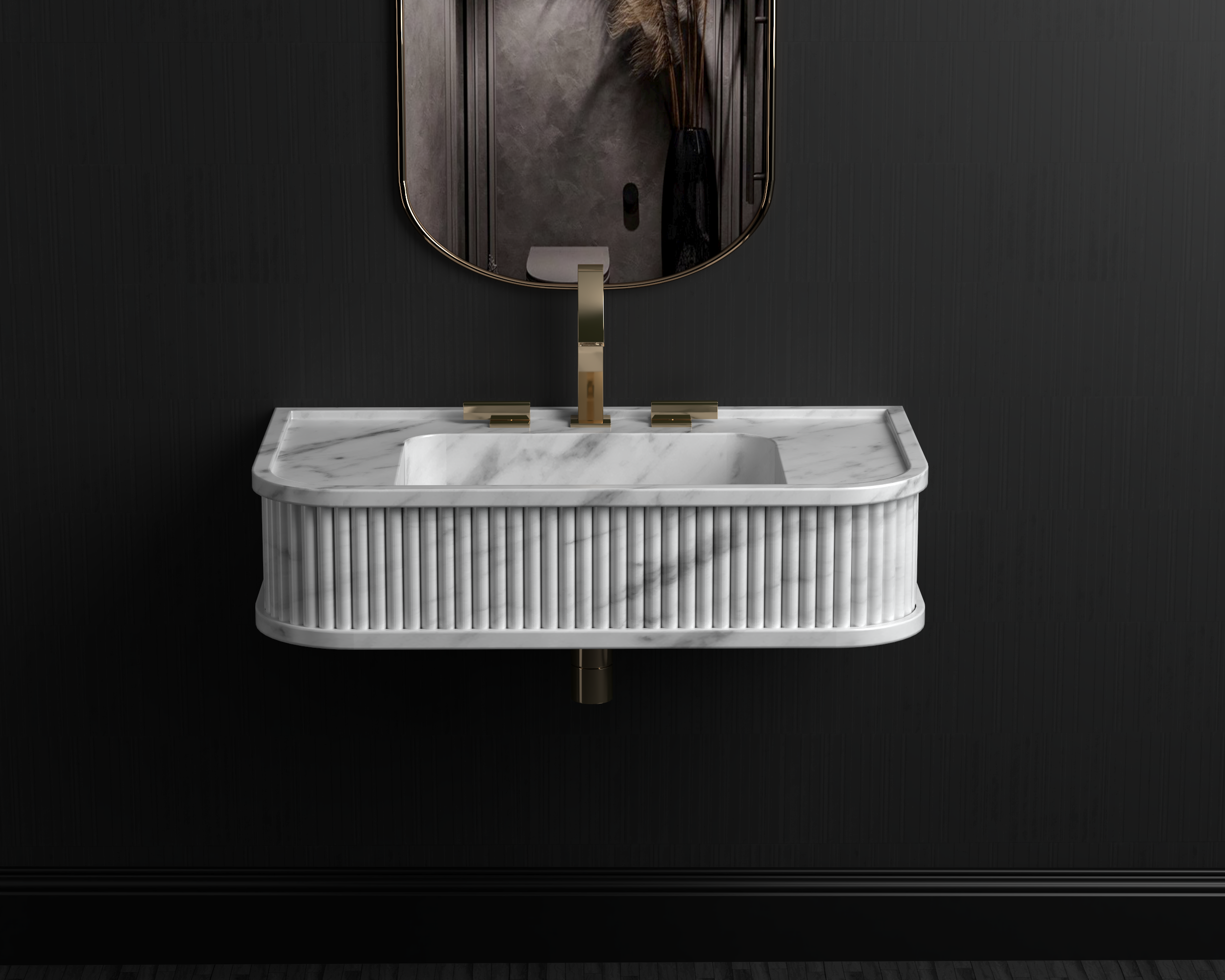 Wall Mount Marble Sink ,Carrara White Marble Wash Basin For Bathroom