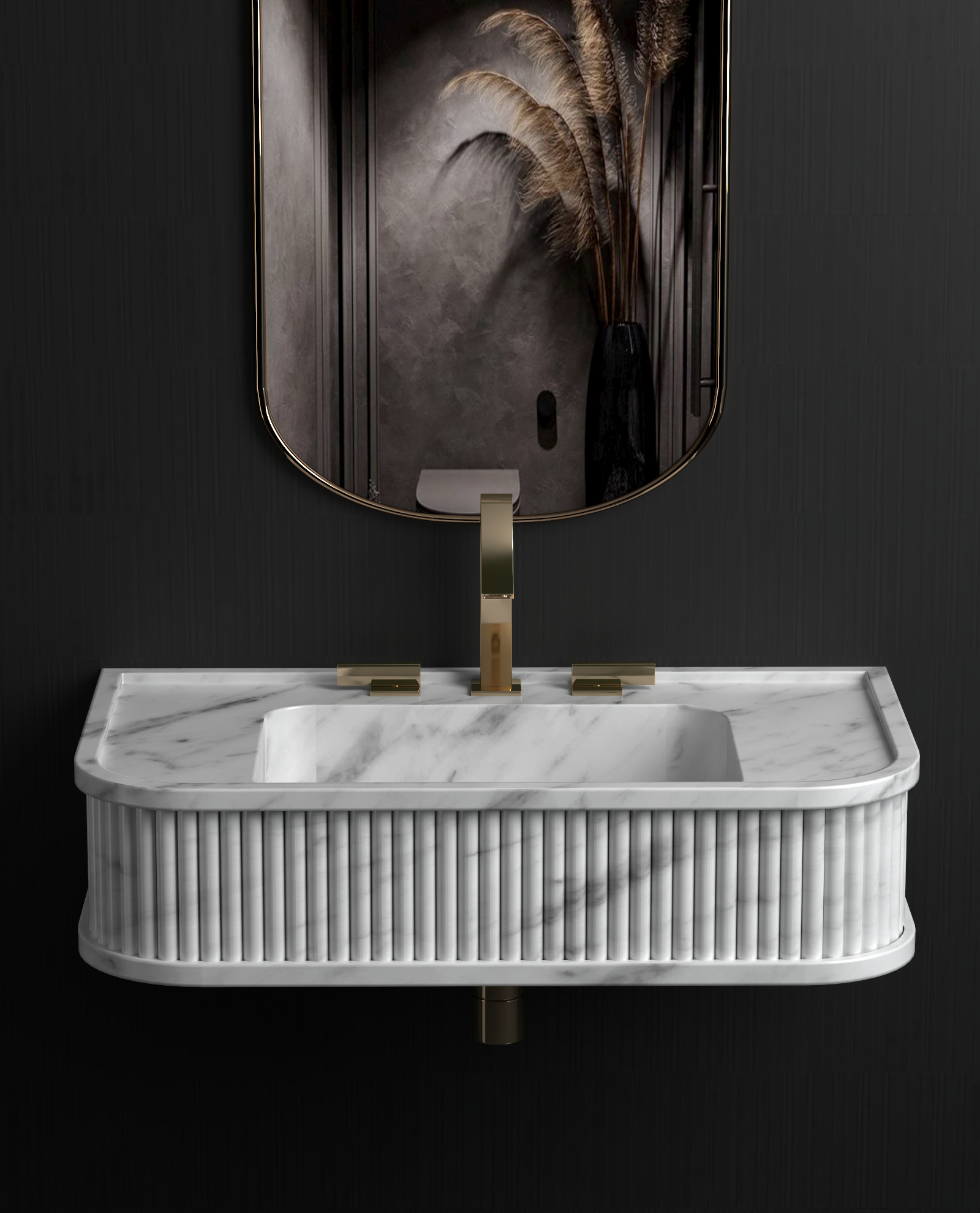 Wall Mount Marble Sink ,Carrara White Marble Wash Basin For Bathroom