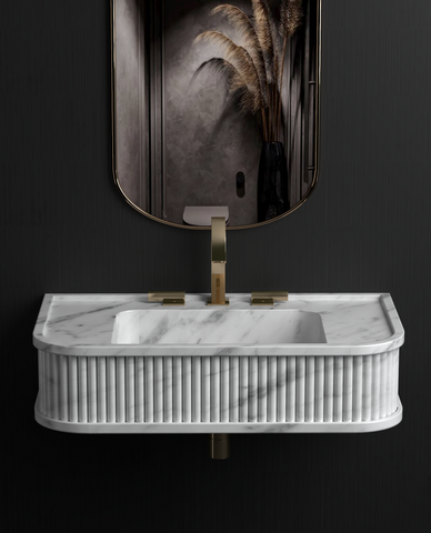 Wall Mount Marble Sink ,Carrara White Marble Wash Basin For Bathroom