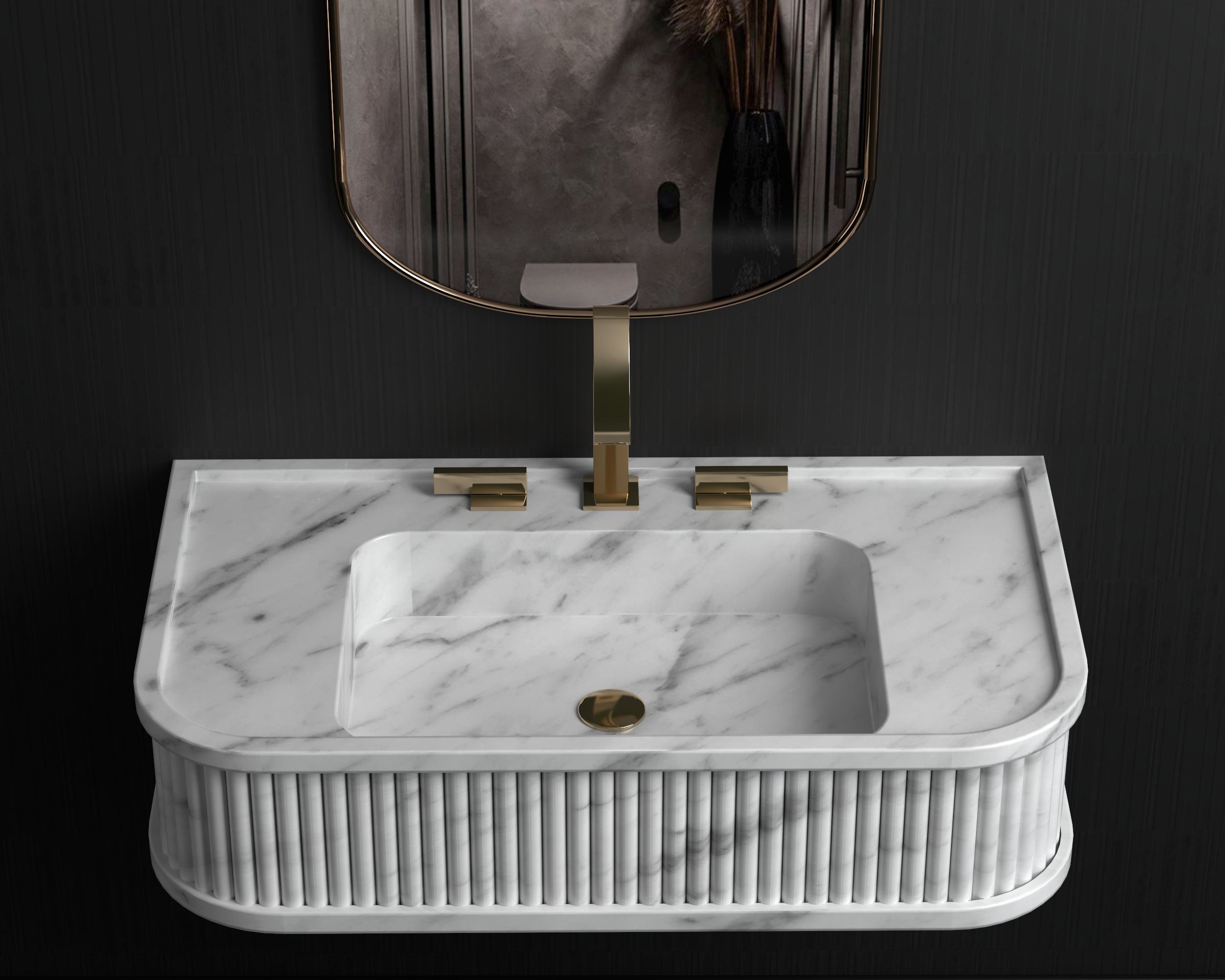Wall Mount Marble Sink ,Carrara White Marble Wash Basin For Bathroom
