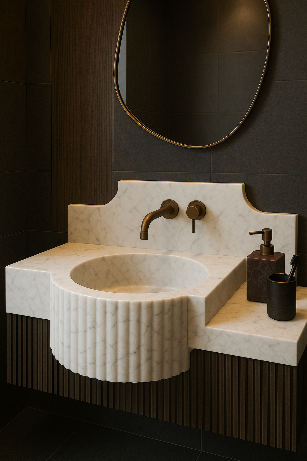 White Carrara Marble Sink Wall-Mounted Marble Wash Basin,Backsplash Wash basin