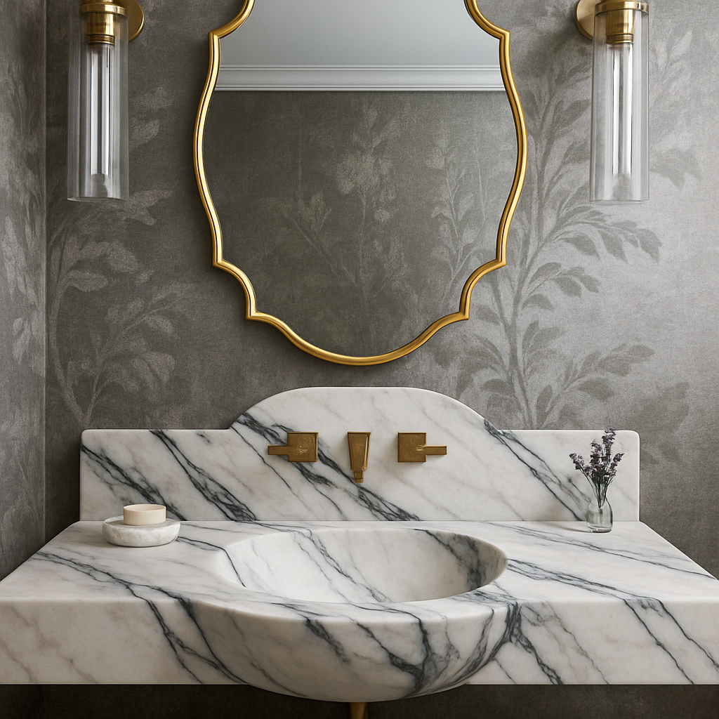 Calacatta Viola Marble sink,Marble Wash basin,Wall Mounted Marble Sink