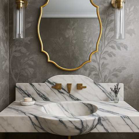 Calacatta Viola Marble sink,Marble Wash basin,Wall Mounted Marble Sink