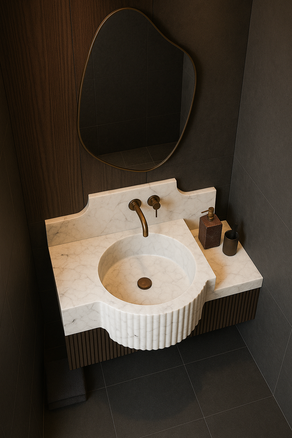 White Carrara Marble Sink Wall-Mounted Marble Wash Basin,Backsplash Wash basin