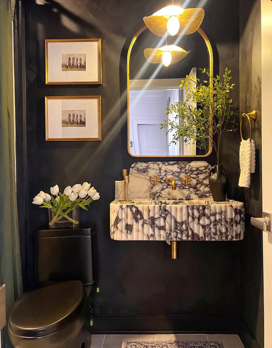 Calacatta Viola Marble Sink Backsplash Wash Basin for Bathroom Natural Stone Wash basin