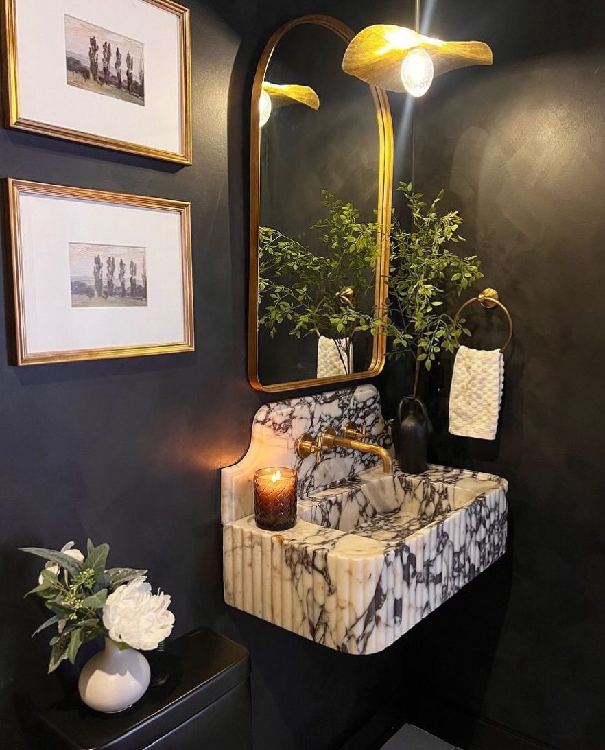 Calacatta Viola Marble Sink Backsplash Wash Basin for Bathroom Natural Stone Wash basin