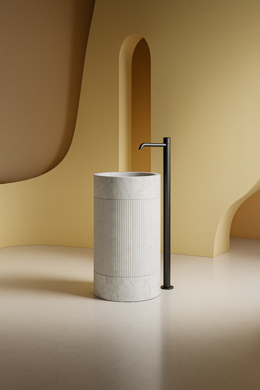 Timeless Elegance: 90 cm Freestanding Funnel Carrara White Marble Sink