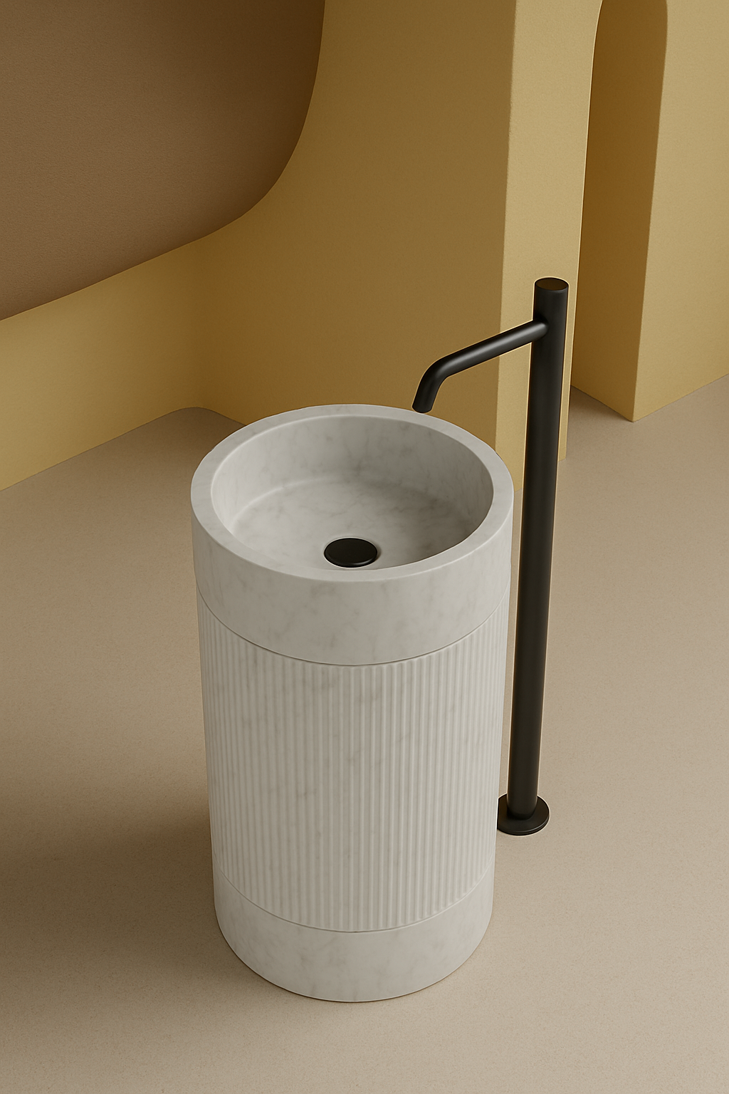 Timeless Elegance: 90 cm Freestanding Funnel Carrara White Marble Sink