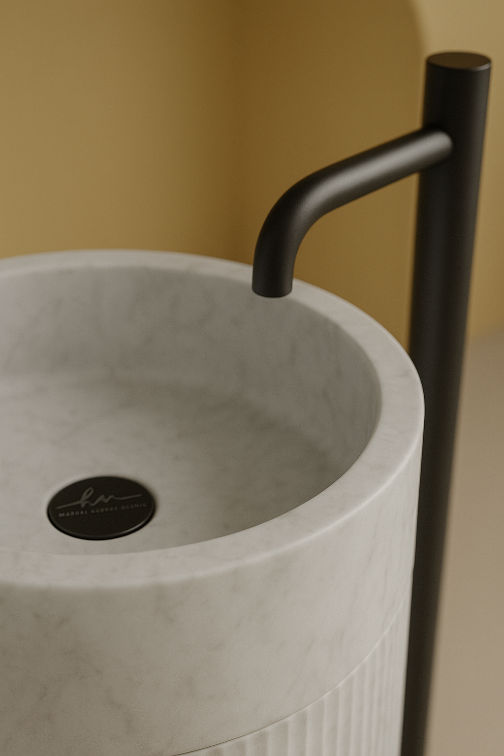 Timeless Elegance: 90 cm Freestanding Funnel Carrara White Marble Sink