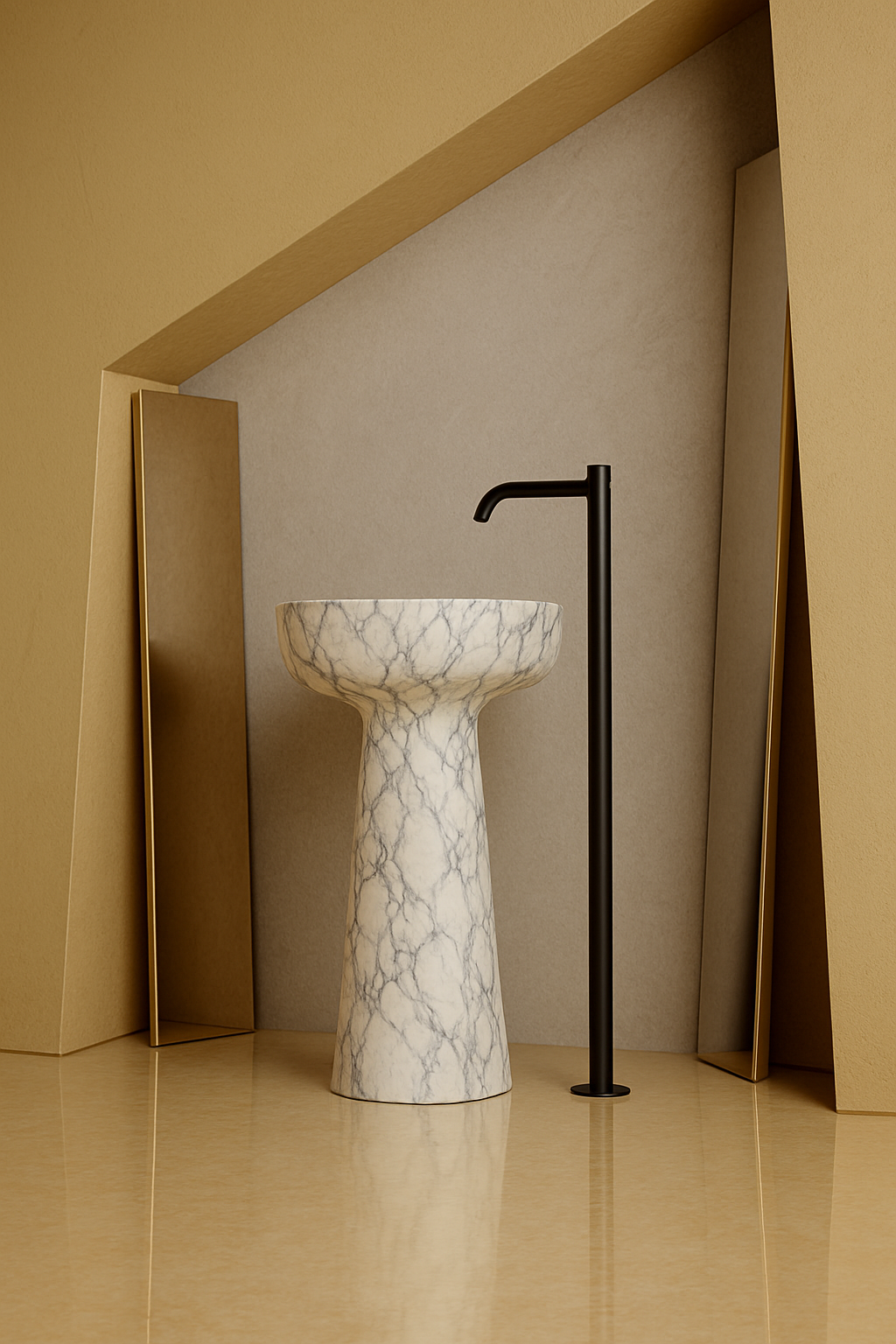 Timeless Elegance: 90 cm Freestanding Funnel Calacatta Viola Marble Sink