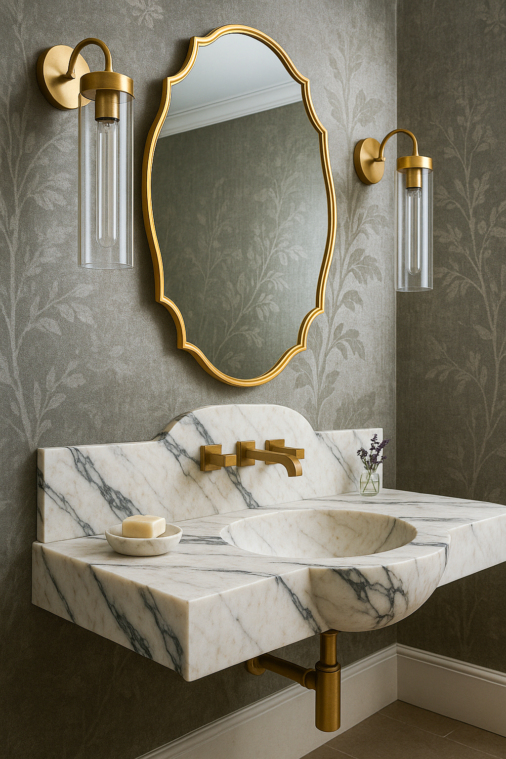 Calacatta Viola Marble sink,Marble Wash basin,Wall Mounted Marble Sink