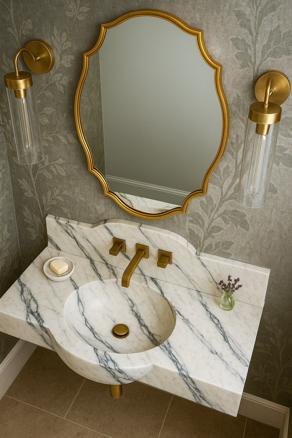 Calacatta Viola Marble sink,Marble Wash basin,Wall Mounted Marble Sink