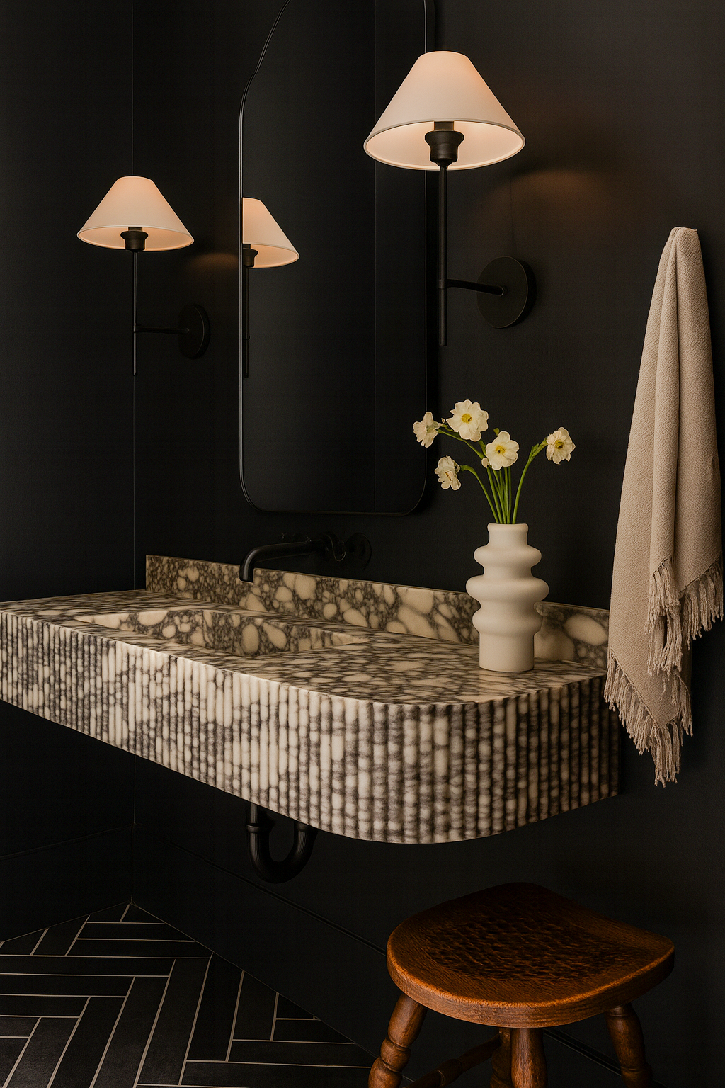 Calacatta Viola Marble Sink, Backsplash wash basin ,wall mounted Marble sink