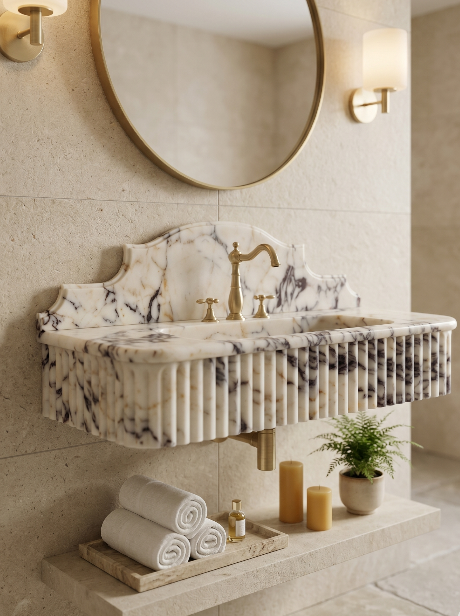 Calacatta Viola Marble Sink Backsplash-Mounted Wash Basin for Bathroom Natural Stone Wash basin