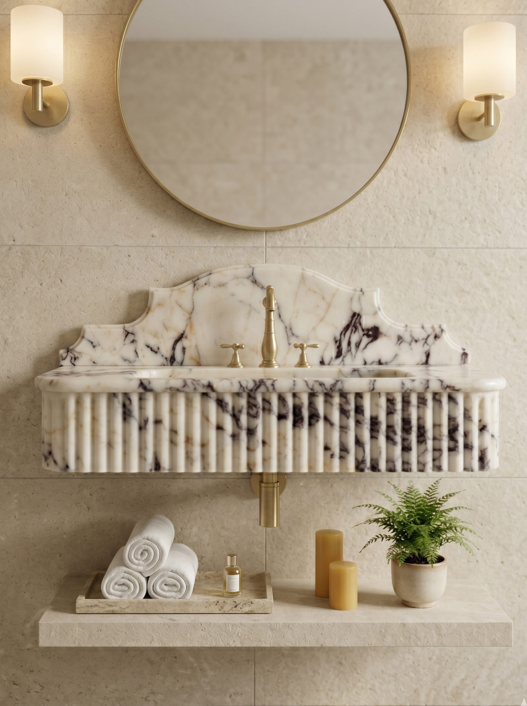 Calacatta Viola Marble Sink Backsplash-Mounted Wash Basin for Bathroom Natural Stone Wash basin