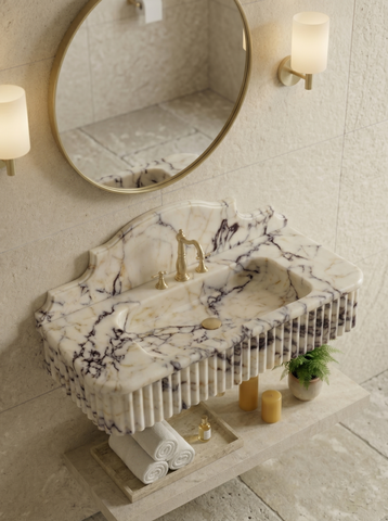 Calacatta Viola Marble Sink Backsplash-Mounted Wash Basin for Bathroom Natural Stone Wash basin