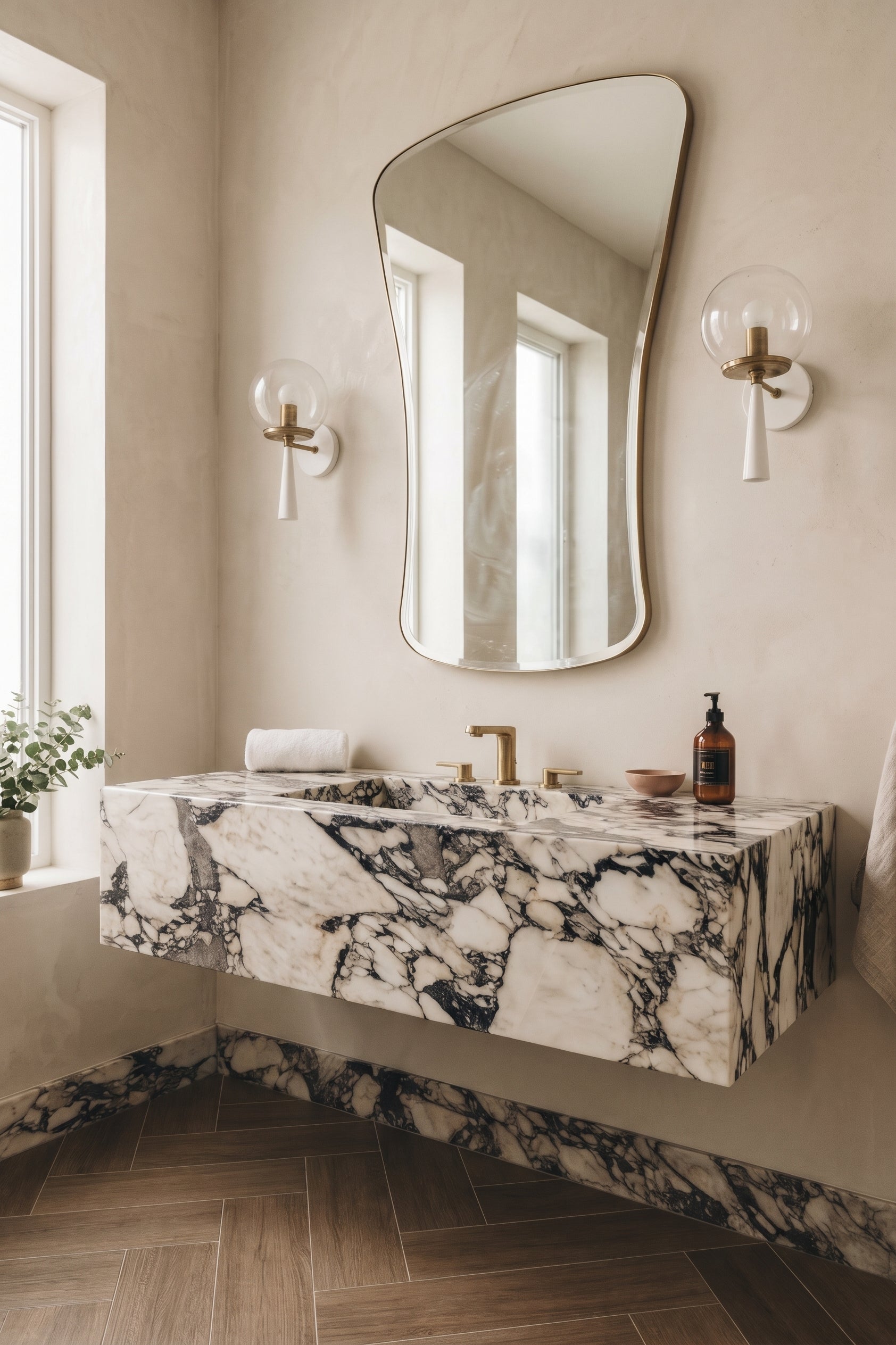 Calacatta Viola Marble Sink, Marble wash basin - Wall Mounted wash basin