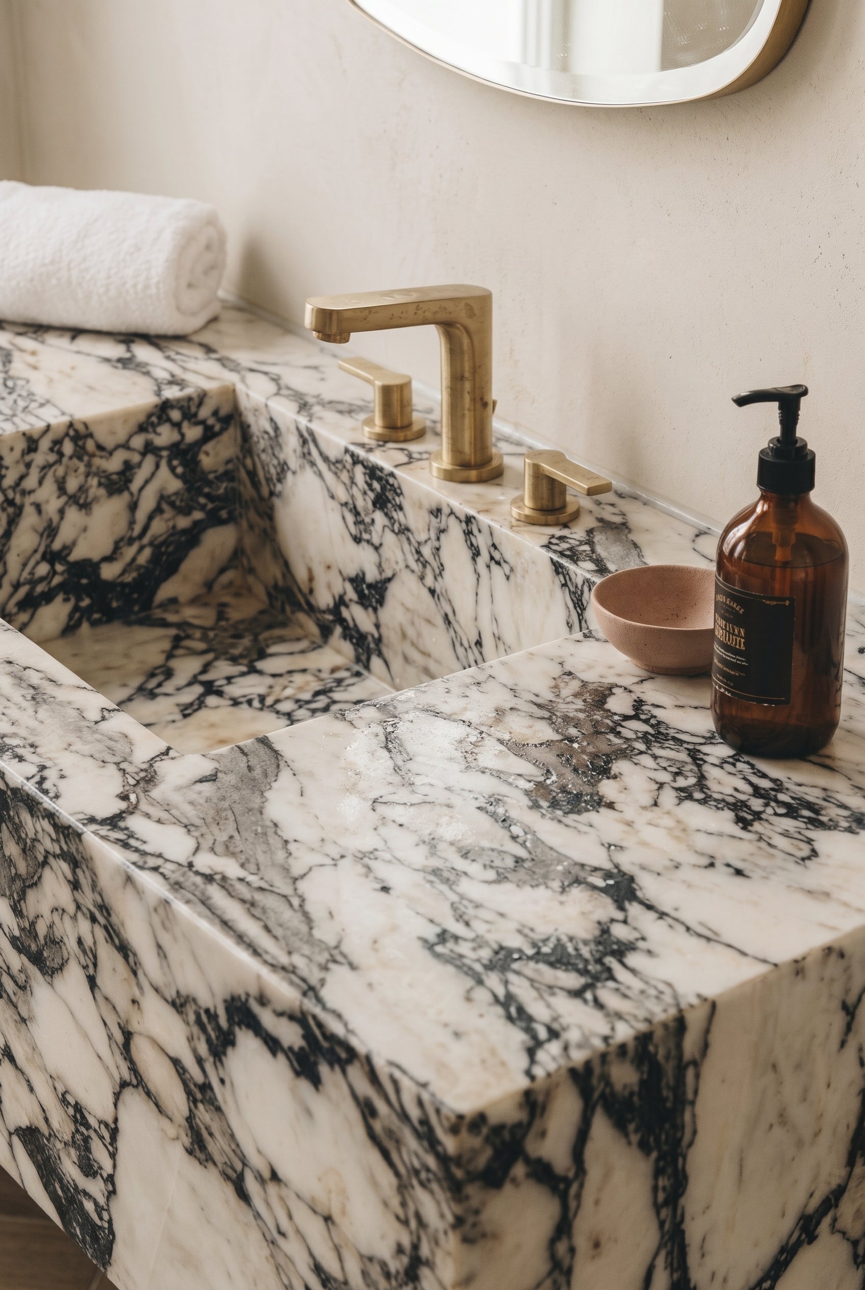 Calacatta Viola Marble Sink, Marble wash basin - Wall Mounted wash basin