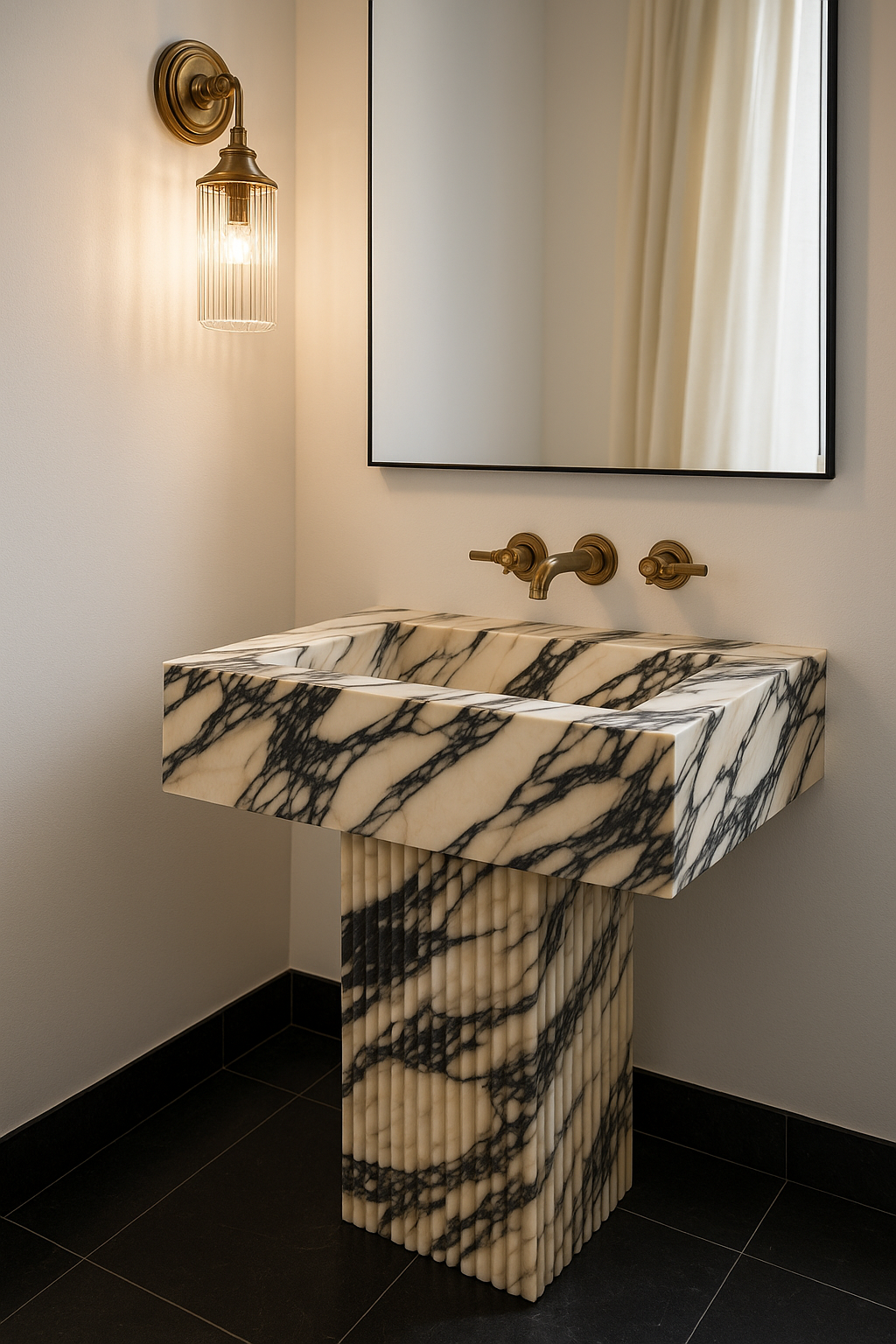 Calacatta Viola Marble Sink, Marble wash basin ,Wall Mounted wash basin