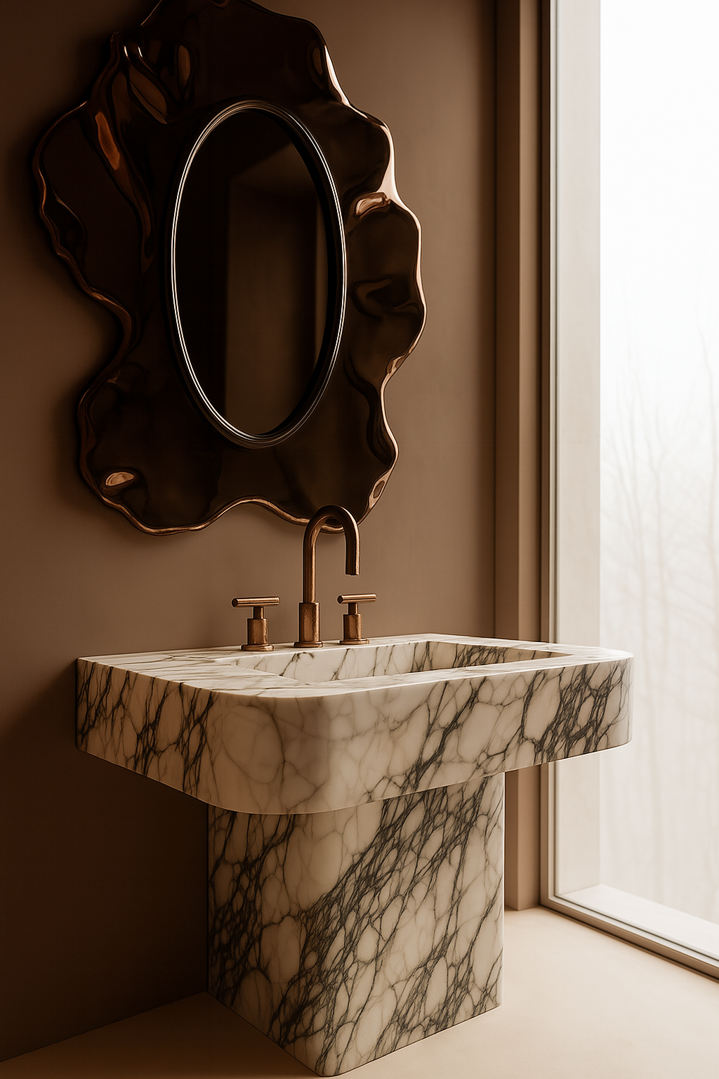 Calacatta Viola Marble Sink, Marble wash basin ,Wall Mounted wash basin
