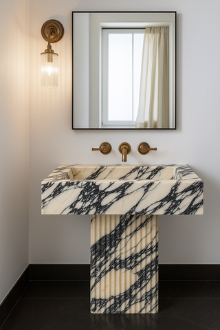 Calacatta Viola Marble Sink, Marble wash basin ,Wall Mounted wash basin