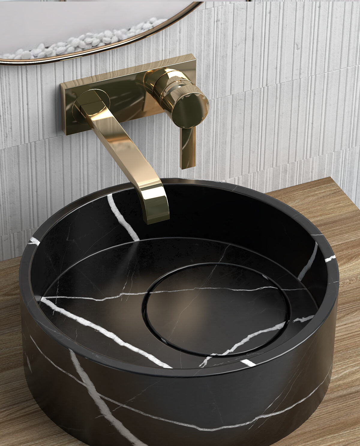 Nero Marquina Black Marble countertop wash basin ,Marble Sink